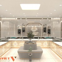 Thiết kế tiệm vàng Ngọc Bình sang trọng và hiện đại  